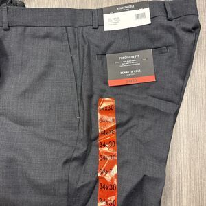 Kenneth Cole 34 X 30 Precision Fit Charcoal Dress Trousers NWT Style 15CC0271